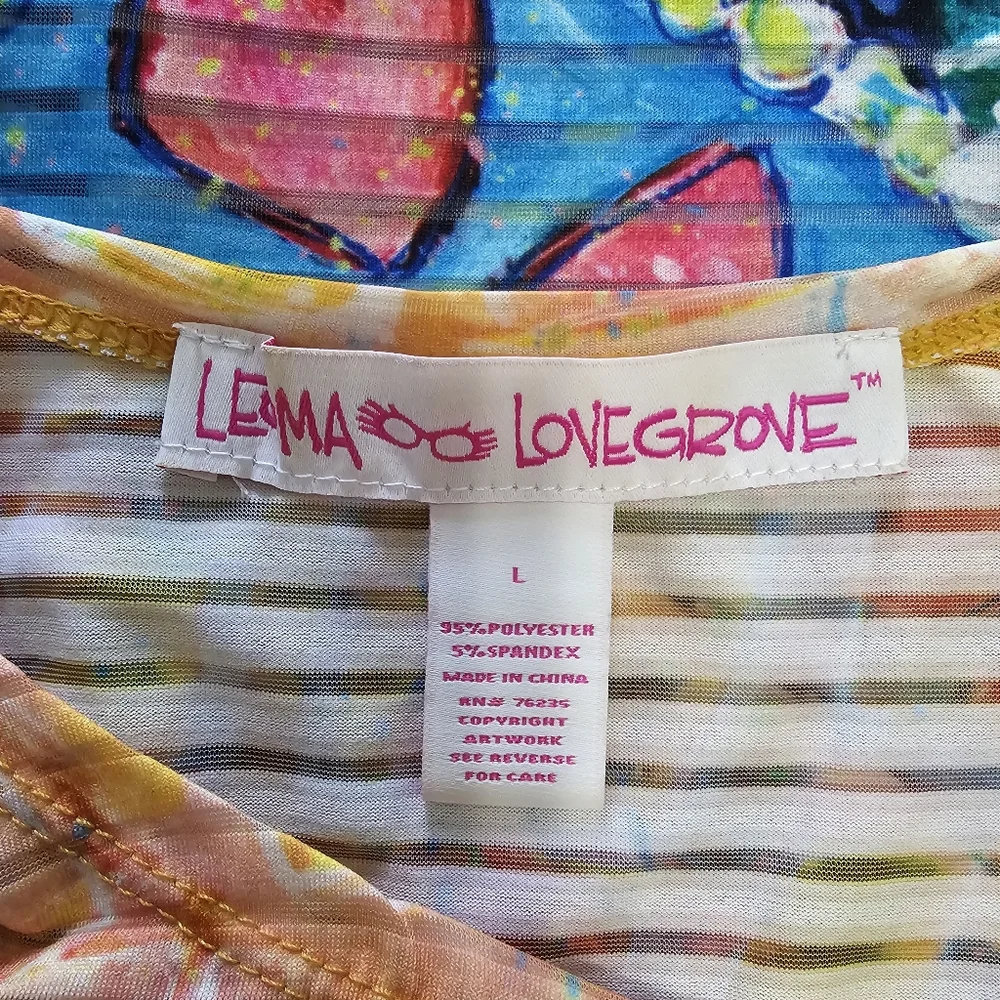 Leoma Lovegrove Knit Art To Wear Dress Sea Heart Tropical Coverup Resort Sz L